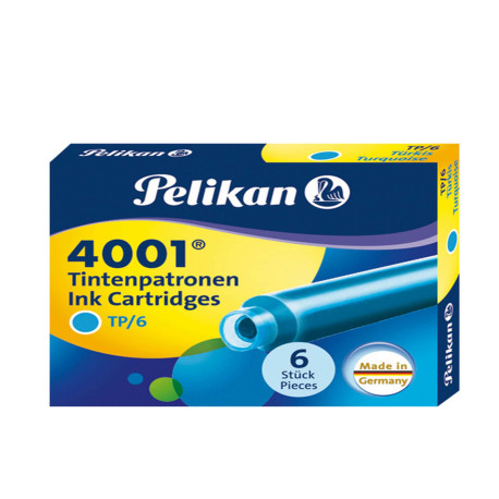 Cartucce inchiostro 4001 (TP/6) -  lunghezza 39mm - turchese - Pelikan - scatola 6 cartucce