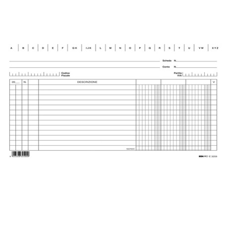 Schede - 3 colonne - 15 x 21 cm orizzontale - Edipro - conf. 100 pezzi