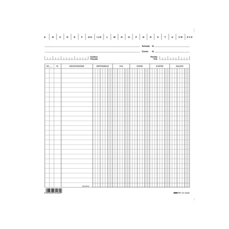Schede - dare/avere/saldo/iva - 24x17 cm (verticale) - Edipro - conf. 100 pezzi