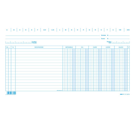 Schede dare/avere/saldo/iva - 17 x 24 cm (orizzontale) - Edipro - conf. 100 pezzi