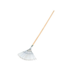 Scopa 22 denti - per erba e foglie - manico in legno 120 cm - Verdemax