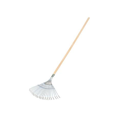 Scopa 22 denti - per erba e foglie - manico in legno 120 cm - Verdemax