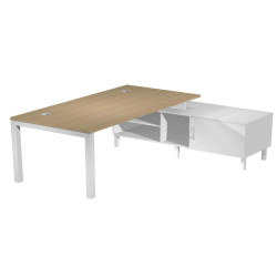 Scrivania Agorà - con mobile di servizio portante - 145 x 140 x L 72,5 cm - rovere