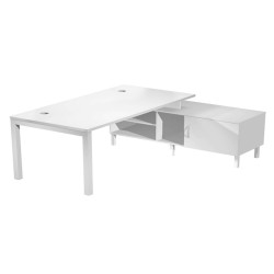 Scrivania Agorà - con mobile di servizio portante - 185 x 140 x L 72,5 cm - bianco