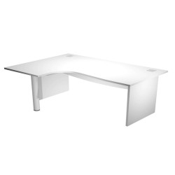 Scrivania compact Agorà - fianco sx melaminico - L180 x P120/80/60 x H73 cm - con supporto metallico - bianco