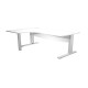 Scrivania compact Agorà - fianco sx metallico - L 160 x P120/80/60 x H 73 cm - con supporto metal e modesty panel - bianco