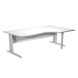 Scrivania Compact Destro Easy - 160 x 60/80/100 cm - Bianco/grigio cromato