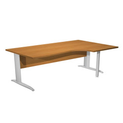 Scrivania Compact Destro Easy - 160 x 60/80/100 cm - Noce chiaro/grigio cromato