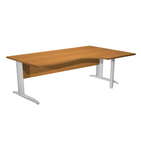 Scrivania Compact Destro Easy - 160 x 60/80/100 cm - Noce chiaro/grigio cromato