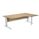 Scrivania Compact Destro Easy - 160 x 60/80/100 cm - Rovere/grigio alluminio
