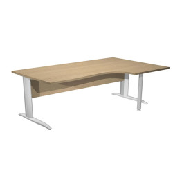 Scrivania Compact Destro Easy - 160 x 60/80/100 cm - Rovere/grigio alluminio