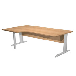 Scrivania Compact Sinistro Easy - 160 x 60/80/100 cm - Faggio/grigio cromato
