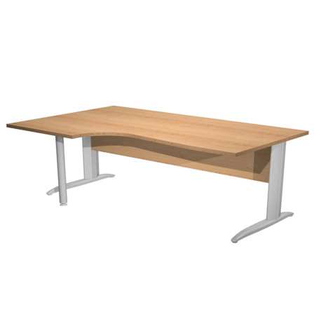 Scrivania Compact Sinistro Easy - 160 x 60/80/100 cm - Faggio/grigio cromato