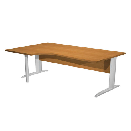 Scrivania Compact Sinistro Easy - 160 x 60/80/100 cm - Noce chiaro/grigio cromato