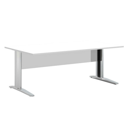 Scrivania lineare Easy - 160 x 80 x 72 cm - Bianco/grigio cromato