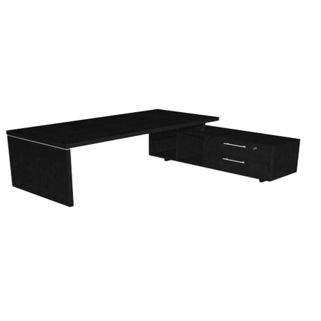 Scrivania Manager Prestige - con mobile servizio reversibile - 180 x 90 x 74 cm - nero venato