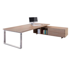 Scrivania Manager Prestige Metal - con mobile servizio reversibile - 180 x 90 x 74 cm - ciliegio arabis