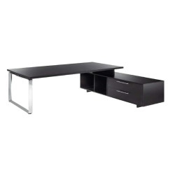 Scrivania Manager Prestige Metal - con mobile servizio reversibile - 180 x 90 x 74 cm - nero venato