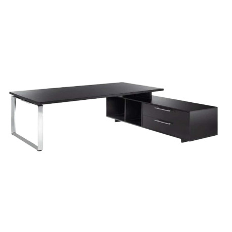 Scrivania Manager Prestige Metal - con mobile servizio reversibile - 180 x 90 x 74 cm - nero venato