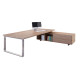 Scrivania Manager Prestige Metal - con mobile servizio reversibile - 210 x 90 x 74 cm - ciliegio arabis