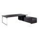 Scrivania Manager Prestige Metal - con mobile servizio reversibile - 210 x 90 x 74 cm - nero venato