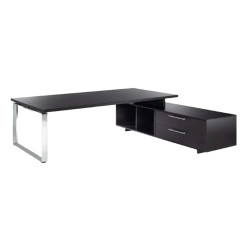 Scrivania Manager Prestige Metal - con mobile servizio reversibile - 210 x 90 x 74 cm - nero venato