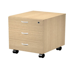 Cassettiera Essence - 3 cassetti - con ruote - 41,5 x 49,5 x 57,6 cm - Rovere