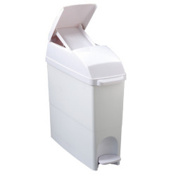 Cestino igienico a pedale - 17x43x48 cm - coperchio blocca sacco - 18 L - bianco - Medial