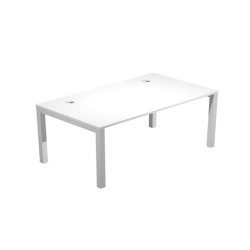Scrivania singola Agorà - 140 x 80 x 74,6 cm - Bianco/grigio alluminio