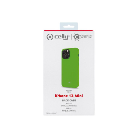 Celly Cromo - Cover per cellulare - poliuretano termoplastico (TPU) rivestito di silicone - verde - per Apple iPhone 13 mini