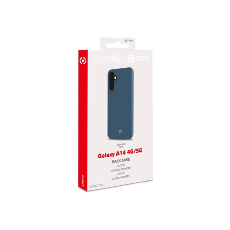 Celly Cromo - Cover per cellulare - TPU (poliuretano termoplastico), rivestimento in silicone - blu - per Samsung Galaxy A14, A