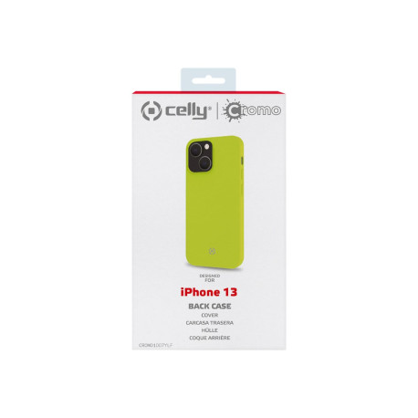 Celly Cromo - Cover per cellulare - TPU (poliuretano termoplastico), rivestimento in silicone - giallo - per Apple iPhone 13
