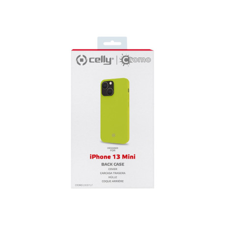 Celly Cromo - Cover per cellulare - TPU (poliuretano termoplastico), rivestimento in silicone - giallo - per Apple iPhone 13 mi
