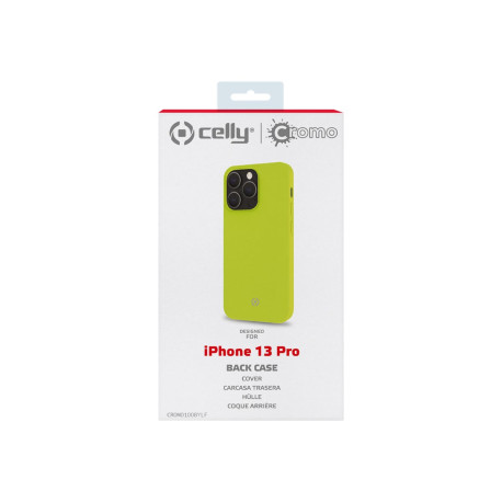 Celly Cromo - Cover per cellulare - TPU (poliuretano termoplastico), rivestimento in silicone - giallo - per Apple iPhone 13 Pr