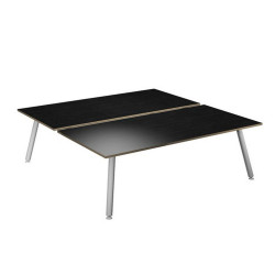 Scrivania Skinny Metal a 2 postazioni contrapp. - 120 x 166 cm - bianco / nero venato