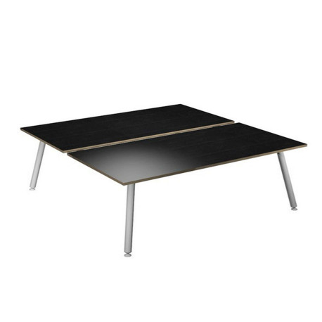 Scrivania Skinny Metal a 2 postazioni contrapp. - 120 x 166 cm - bianco / nero venato