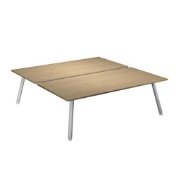 Scrivania Skinny Metal a 2 postazioni contrapp. - 120 x 166 cm - bianco / rovere