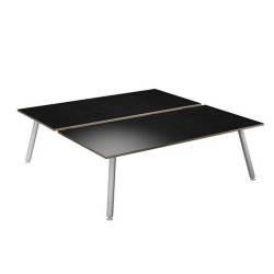 Scrivania Skinny Metal a 2 postazioni contrapp. - 140 x 166 cm - bianco / nero venato