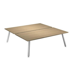 Scrivania Skinny Metal a 2 postazioni contrapp. - 140 x 166 cm - bianco / rovere