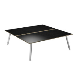 Scrivania Skinny Metal a 2 postazioni contrapp. - 160 x 166 cm - bianco / nero venato