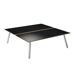 Scrivania Skinny Metal a 2 postazioni contrapp. - 180 x 166 cm - bianco / nero venato