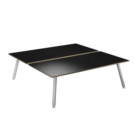 Scrivania Skinny Metal a 2 postazioni contrapp. - 180 x 166 cm - bianco / nero venato