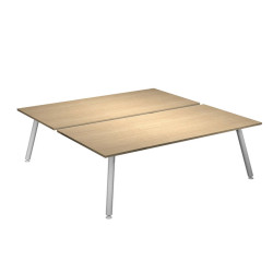 Scrivania Skinny Metal a 2 postazioni contrapp. - 180 x 166 cm - bianco / rovere
