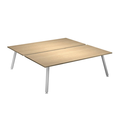 Scrivania Skinny Metal a 2 postazioni contrapp. - 180 x 166 cm - bianco / rovere