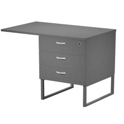 Cassettiera Essence - 3 cassetti - con supporto metal e top - 41,5 x 49,5 x 57,6 cm - Antracite/Antracite