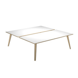 Scrivania Woody a 2 postazioni contrap. - 120 x 166 cm - rovere / bianco