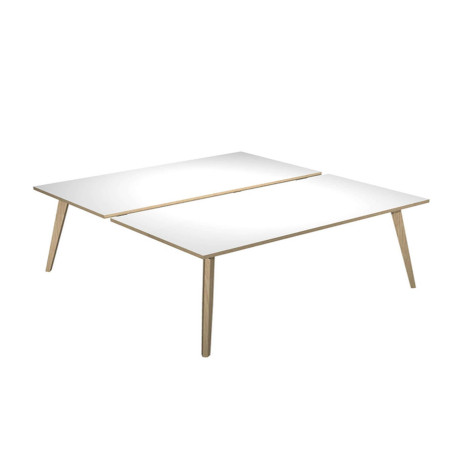 Scrivania Woody a 2 postazioni contrap. - 120 x 166 cm - rovere / bianco