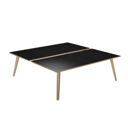 Scrivania Woody a 2 postazioni contrap. - 120 x 166 cm - rovere / nero venato
