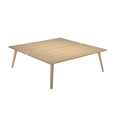 Scrivania Woody a 2 postazioni contrap. - 140 x 166 cm - rovere