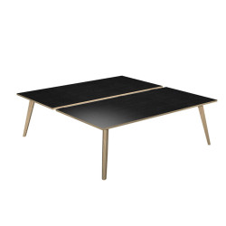 Scrivania Woody a 2 postazioni contrap. - 140 x 166 cm - rovere / nero venato